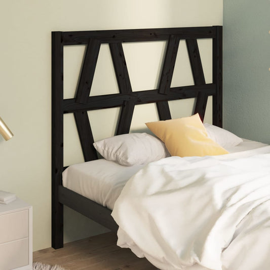 Testiera per Letto Nera 96x4x100 cm in Legno Massello di Pino - homemem39