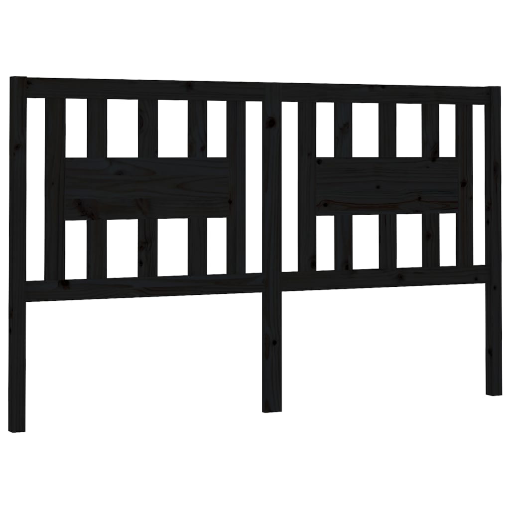Testiera per Letto Nera 126x4x100 cm in Legno Massello di Pino - homemem39