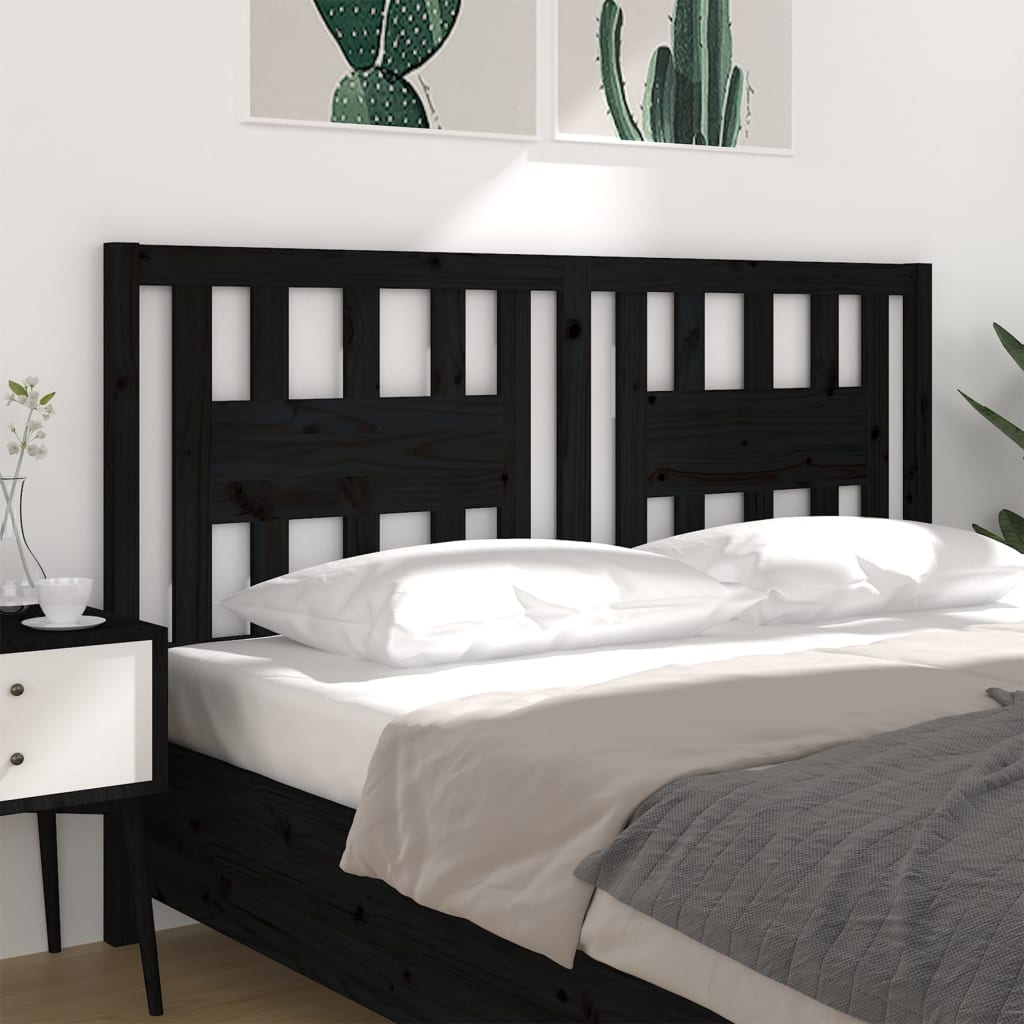 Testiera per Letto Nera 126x4x100 cm in Legno Massello di Pino - homemem39