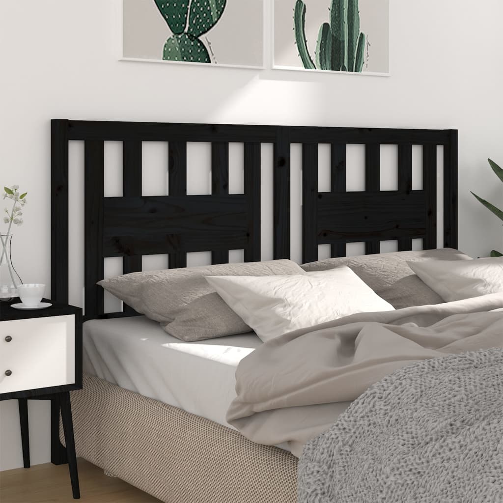 Testiera per Letto Nera 126x4x100 cm in Legno Massello di Pino - homemem39
