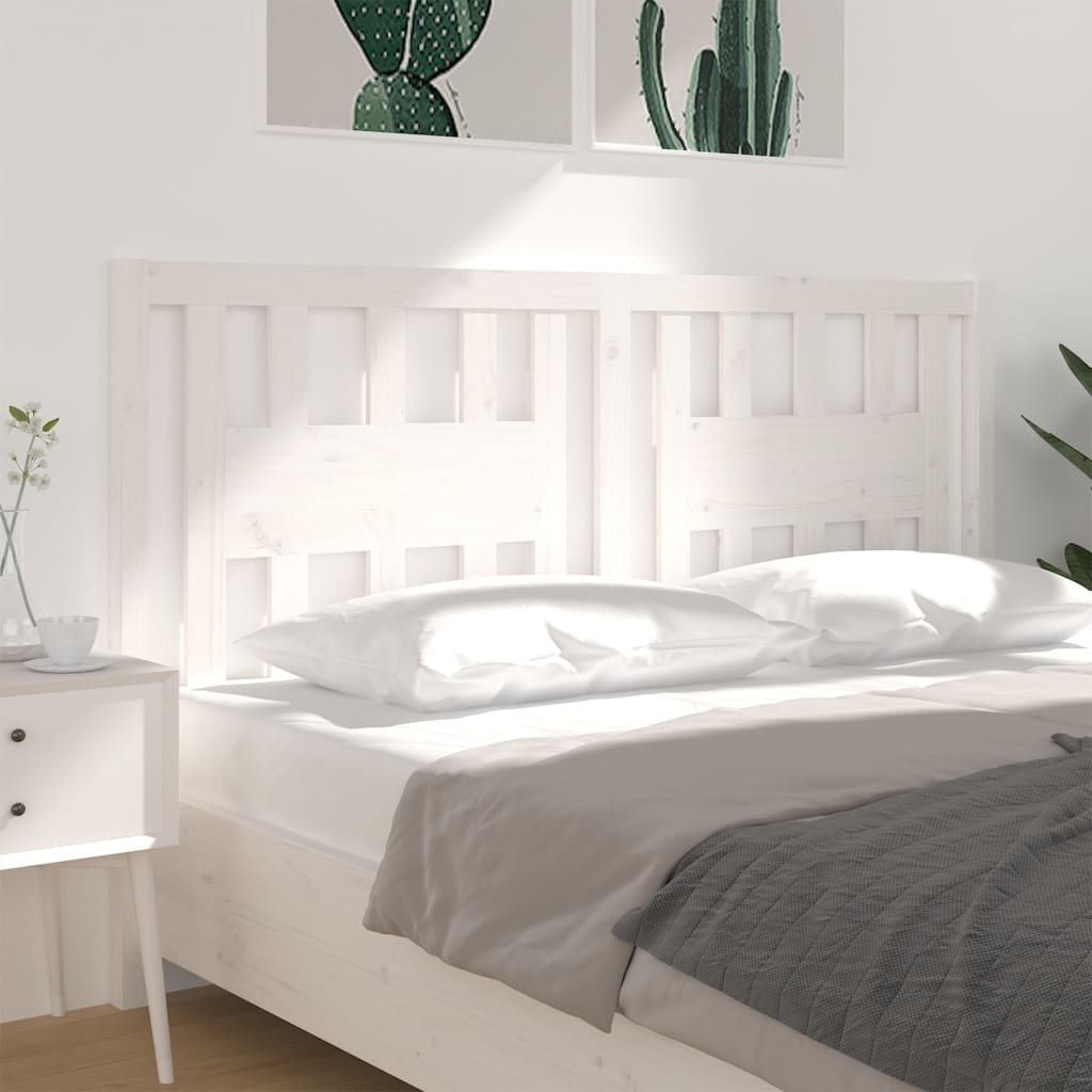 Testiera per Letto Bianca 166x4x100cm in Legno Massello di Pino - homemem39