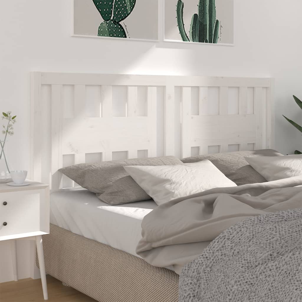 Testiera per Letto Bianca 166x4x100cm in Legno Massello di Pino - homemem39