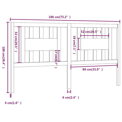 Testiera per Letto Nera 186x4x100 cm in Legno Massello di Pino - homemem39