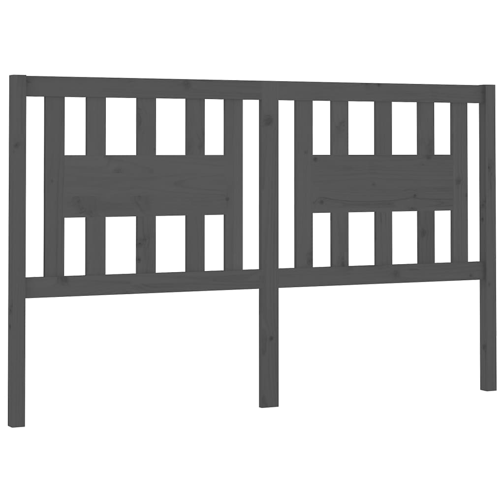 Testiera per Letto Grigia 206x4x100cm in Legno Massello di Pino - homemem39