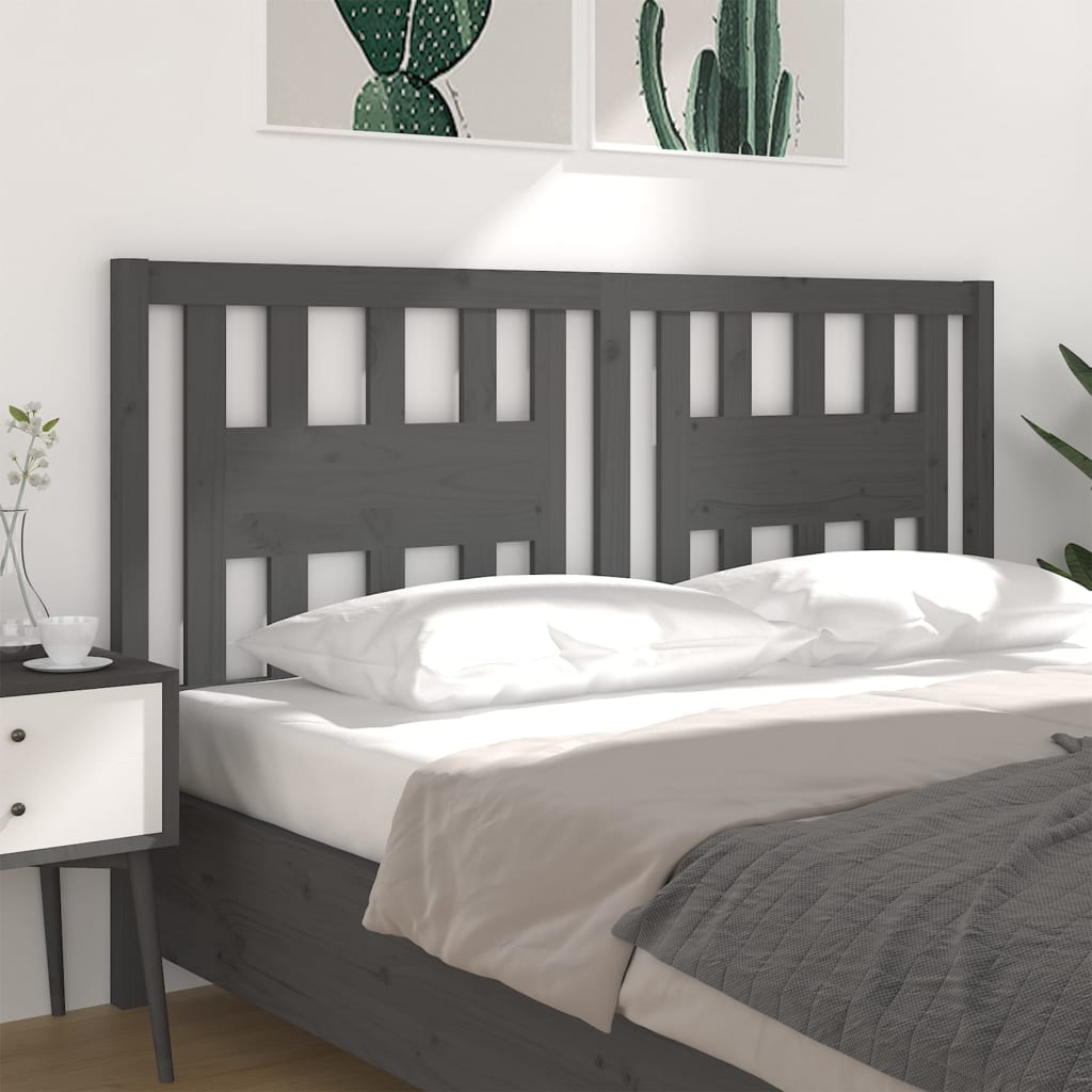 Testiera per Letto Grigia 206x4x100cm in Legno Massello di Pino - homemem39
