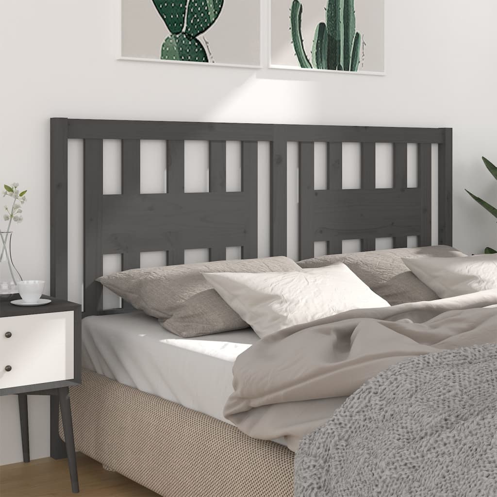 Testiera per Letto Grigia 206x4x100cm in Legno Massello di Pino - homemem39