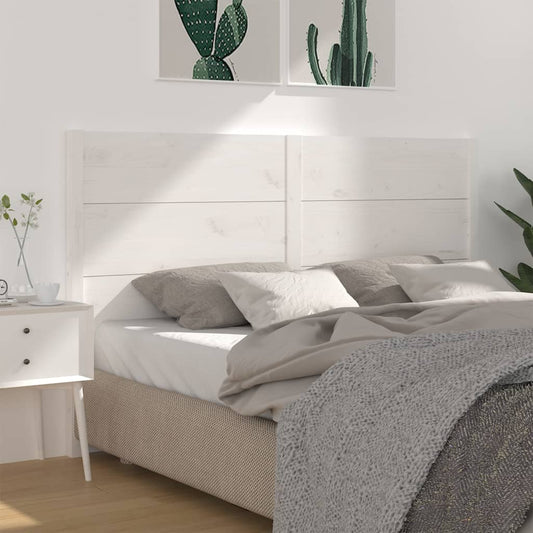 Testiera per Letto Bianca 146x4x100cm in Legno Massello di Pino - homemem39