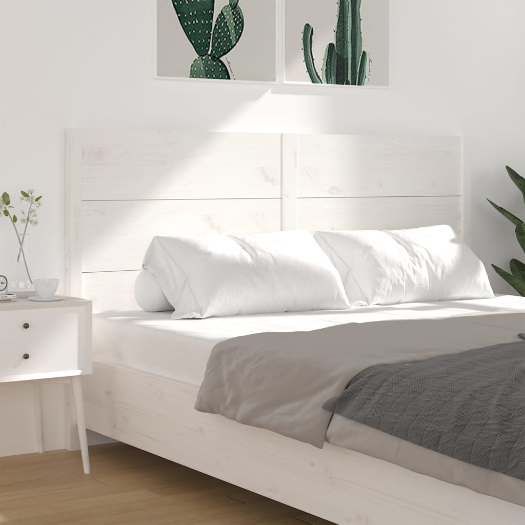 Testiera per Letto Bianca 206x4x100 cm Legno Massello di Pino - homemem39