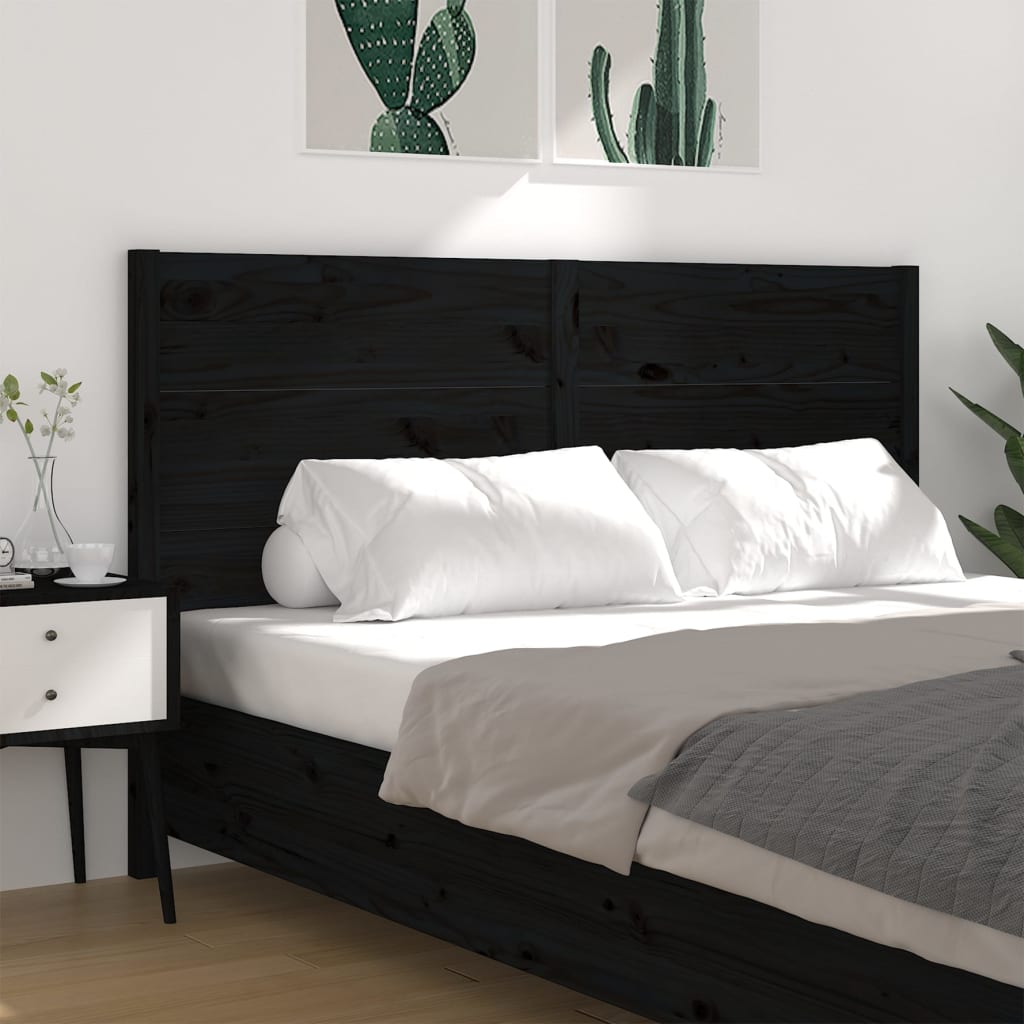 Testiera per Letto Nera 206x4x100 cm in Legno Massello di Pino - homemem39