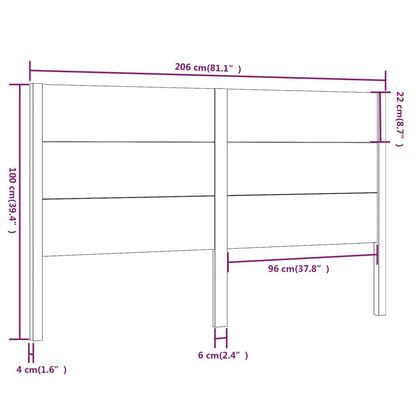 Testiera per Letto Nera 206x4x100 cm in Legno Massello di Pino - homemem39