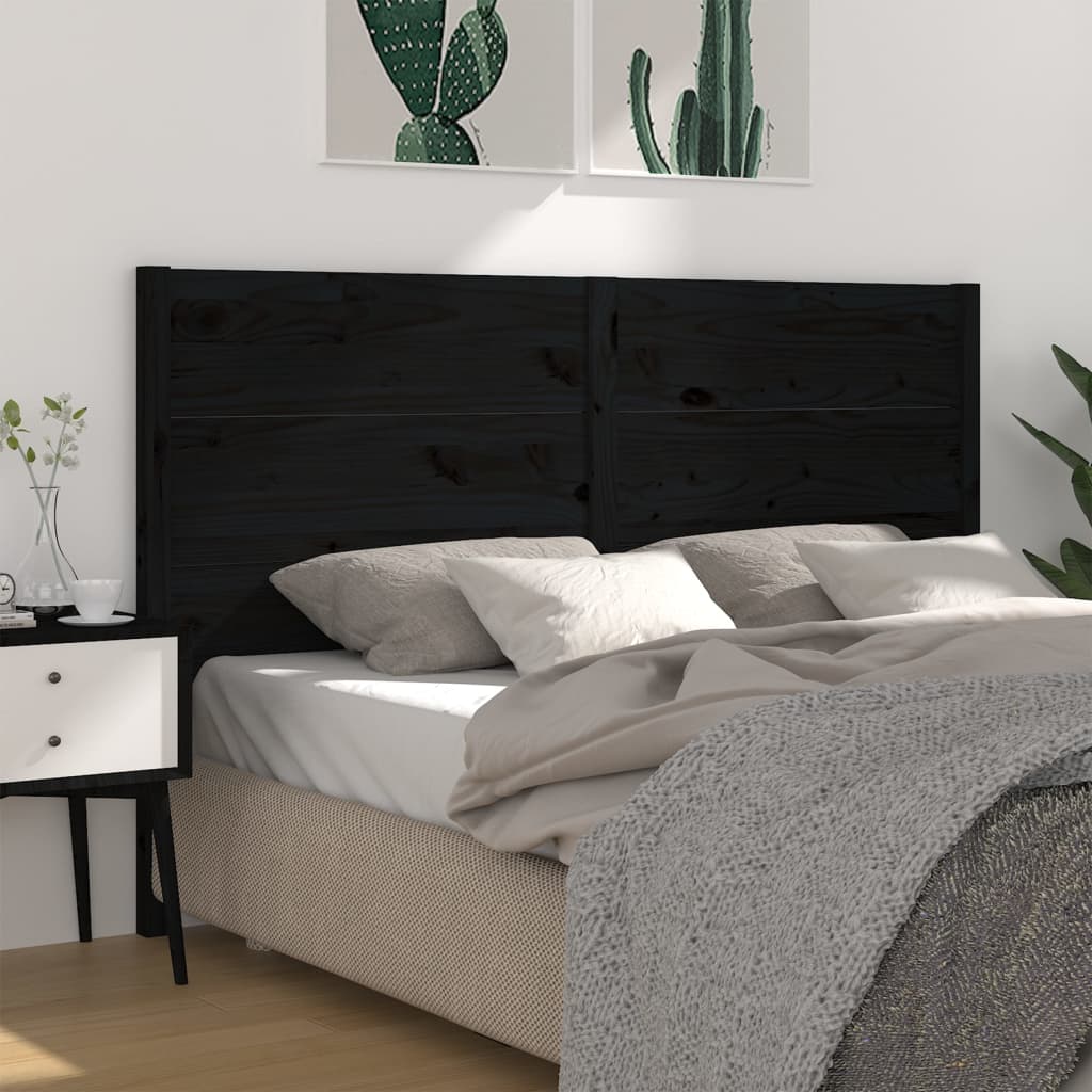 Testiera per Letto Nera 206x4x100 cm in Legno Massello di Pino - homemem39