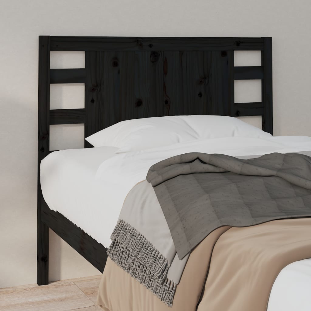 Testiera per Letto Nera 81x4x100 cm in Legno Massello di Pino - homemem39
