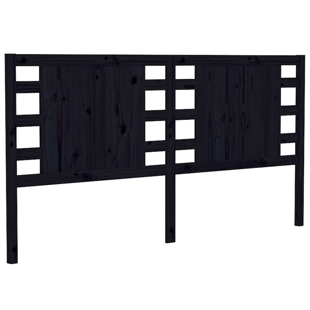 Testiera per Letto Nera 126x4x100 cm in Legno Massello di Pino - homemem39
