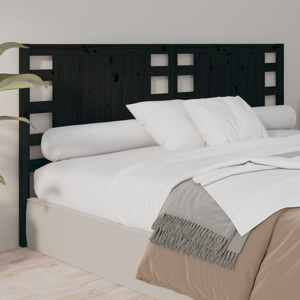 Testiera per Letto Nera 126x4x100 cm in Legno Massello di Pino - homemem39