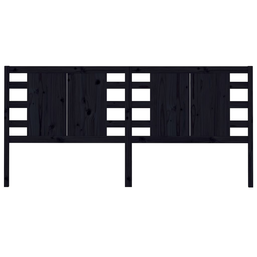 Testiera per Letto Nera 146x4x100 cm in Legno Massello di Pino - homemem39