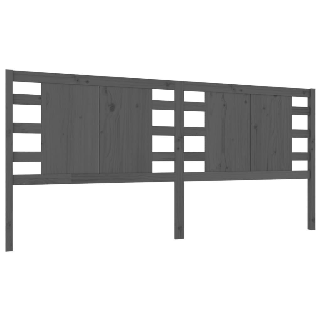 Testiera per Letto Grigia 206x4x100cm in Legno Massello di Pino - homemem39