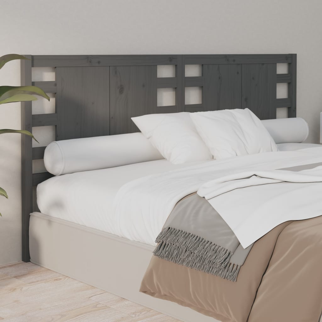 Testiera per Letto Grigia 206x4x100cm in Legno Massello di Pino - homemem39