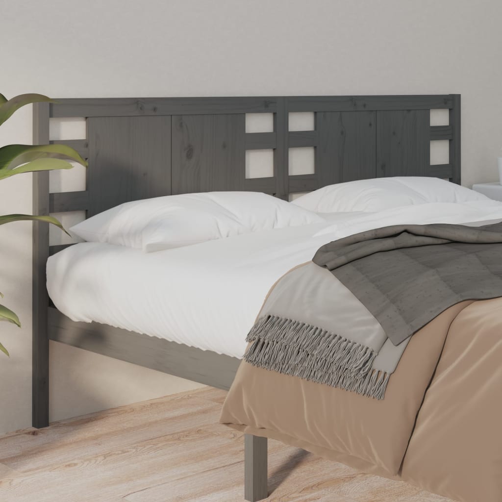 Testiera per Letto Grigia 206x4x100cm in Legno Massello di Pino - homemem39
