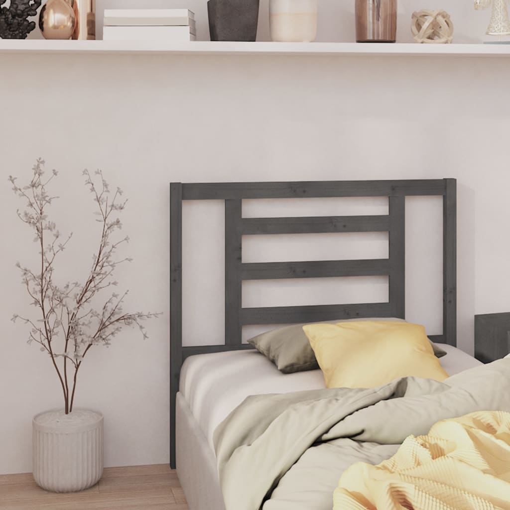 Testiera per Letto Grigia 96x4x100 cm in Legno Massello di Pino - homemem39