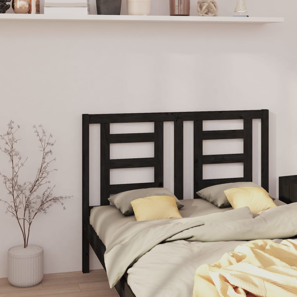Testiera per Letto Nera 146x4x100 cm in Legno Massello di Pino - homemem39