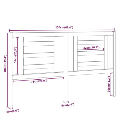 Testiera per Letto 156x4x100 cm in Legno Massello di Pino - homemem39