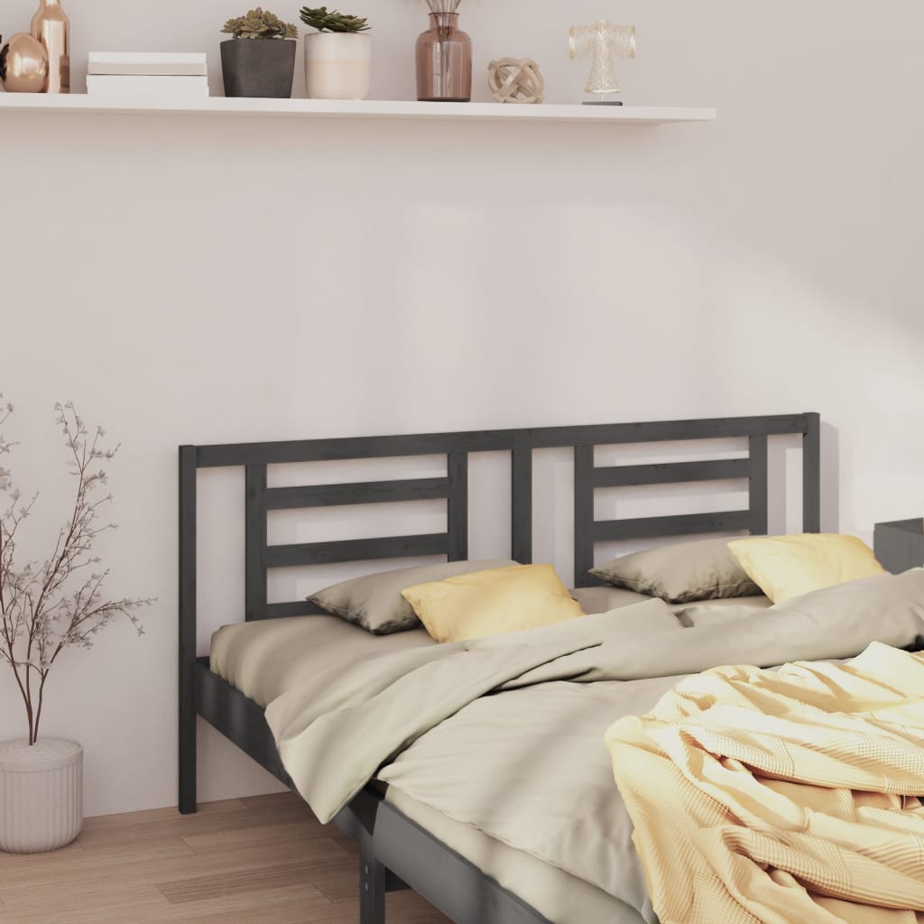 Testiera per Letto Grigia 166x4x100cm in Legno Massello di Pino - homemem39