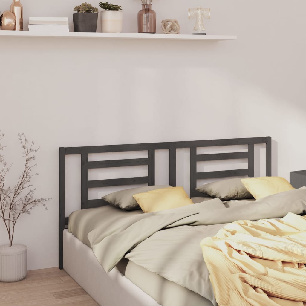 Testiera per Letto Grigia 166x4x100cm in Legno Massello di Pino - homemem39