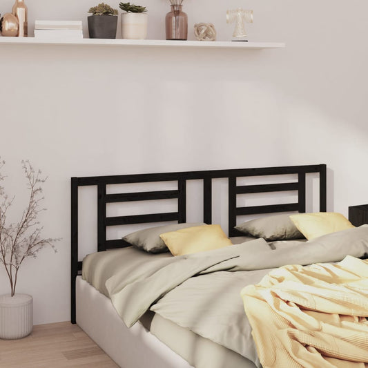 Testiera per Letto Nera 166x4x100 cm in Legno Massello di Pino - homemem39