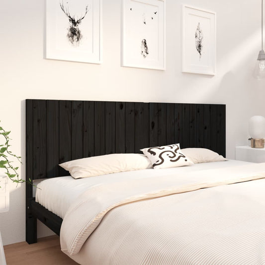 Testiera per Letto Nera 205,5x4x100cm in Legno Massello di Pino - homemem39