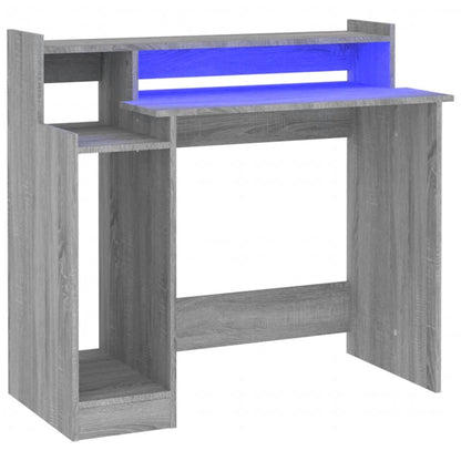 Scrivania con Luci LED Grigio Sonoma 97x45x90 cm in Multistrato - homemem39