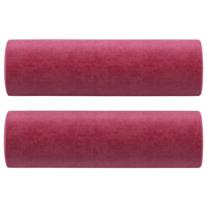 Cuscini Decorativi 2 pz Rosso Vino Ø15x50 cm in Velluto - homemem39