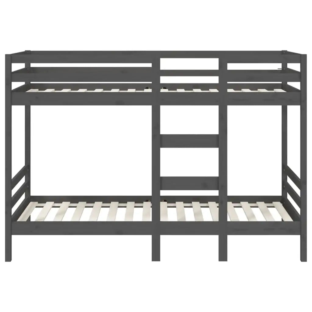 Letto a Castello Grigio 75x190 cm in Legno Massello di Pino - homemem39