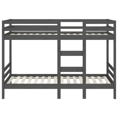 Letto a Castello Grigio 75x190 cm in Legno Massello di Pino - homemem39