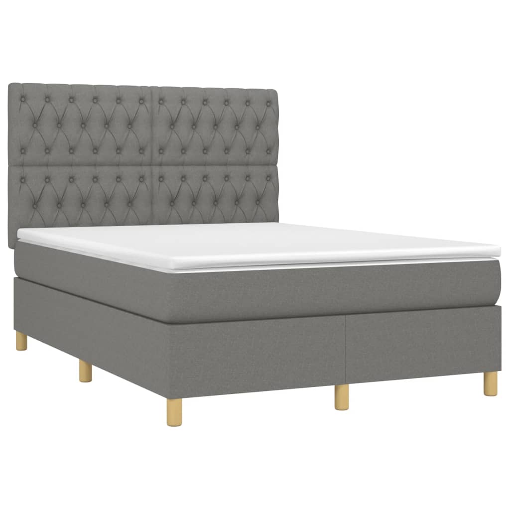 Giroletto a Molle con Materasso Grigio Scuro 140x190 cm Tessuto - homemem39