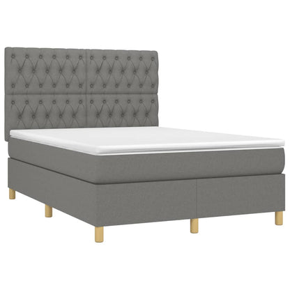 Giroletto a Molle con Materasso Grigio Scuro 140x190 cm Tessuto - homemem39