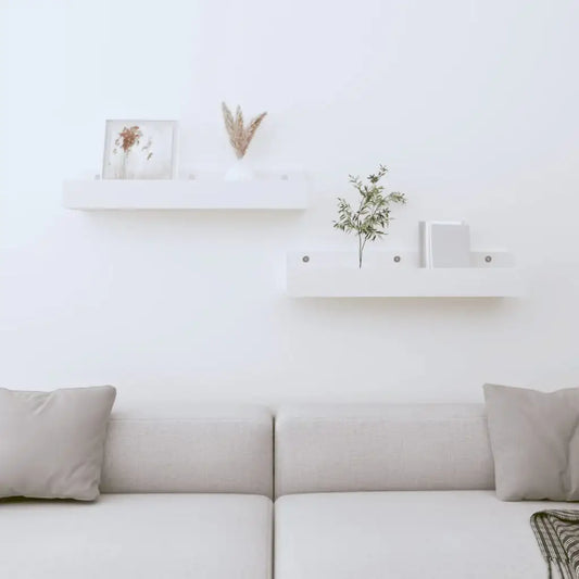 Mensole da Parete 2 pz Bianco 50x12x9cm Legno Massello di Pino - homemem39