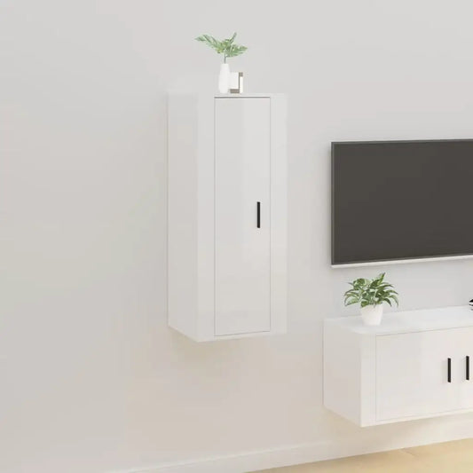 Mobile Porta TV a Parete Bianco Lucido 40x34,5x100 cm - homemem39