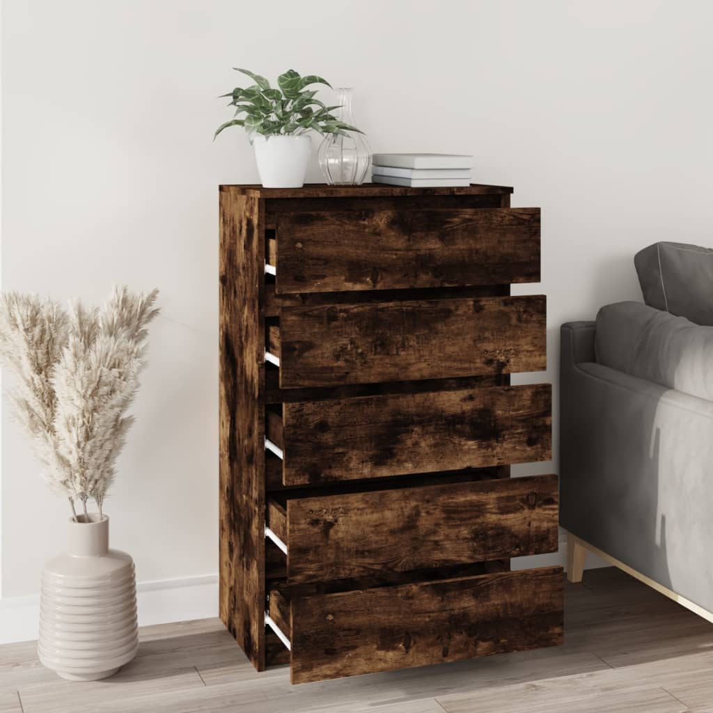 Cassettiera Rovere Fumo 60x36x103 cm in Legno Multistrato - homemem39