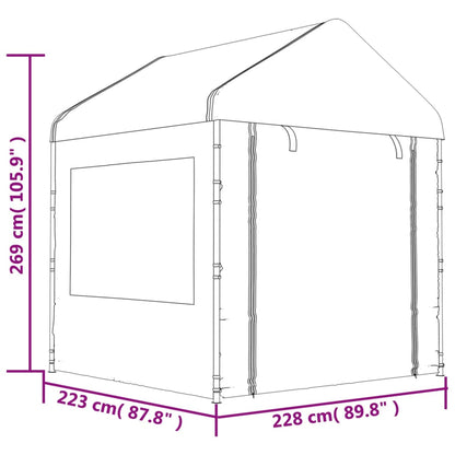 Gazebo con Tetto Bianco 11,15x2,28x2,69 m in Polietilene - homemem39