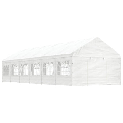 Gazebo con Tetto Bianco 13,38x4,08x3,22 m in Polietilene - homemem39