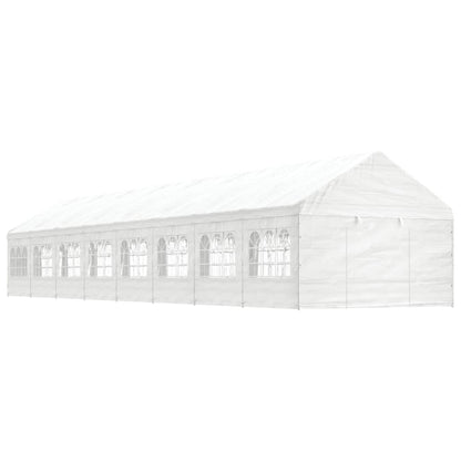 Gazebo con Tetto Bianco 17,84x4,08x3,22 m in Polietilene - homemem39