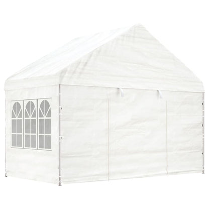 Gazebo con Tetto Bianco 17,84x4,08x3,22 m in Polietilene - homemem39