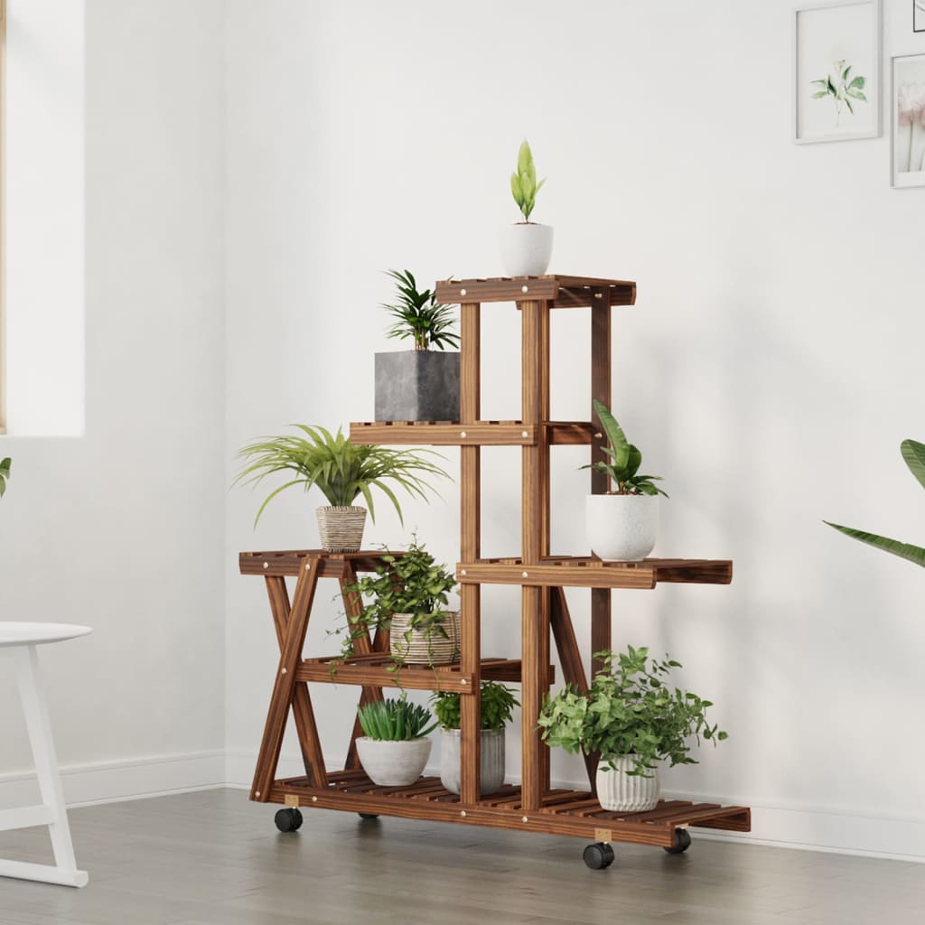 Portafiori con Ruote 95x25x101 cm in Legno Massello di Abete - homemem39
