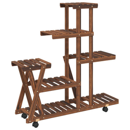 Portafiori con Ruote 95x25x101 cm in Legno Massello di Abete - homemem39