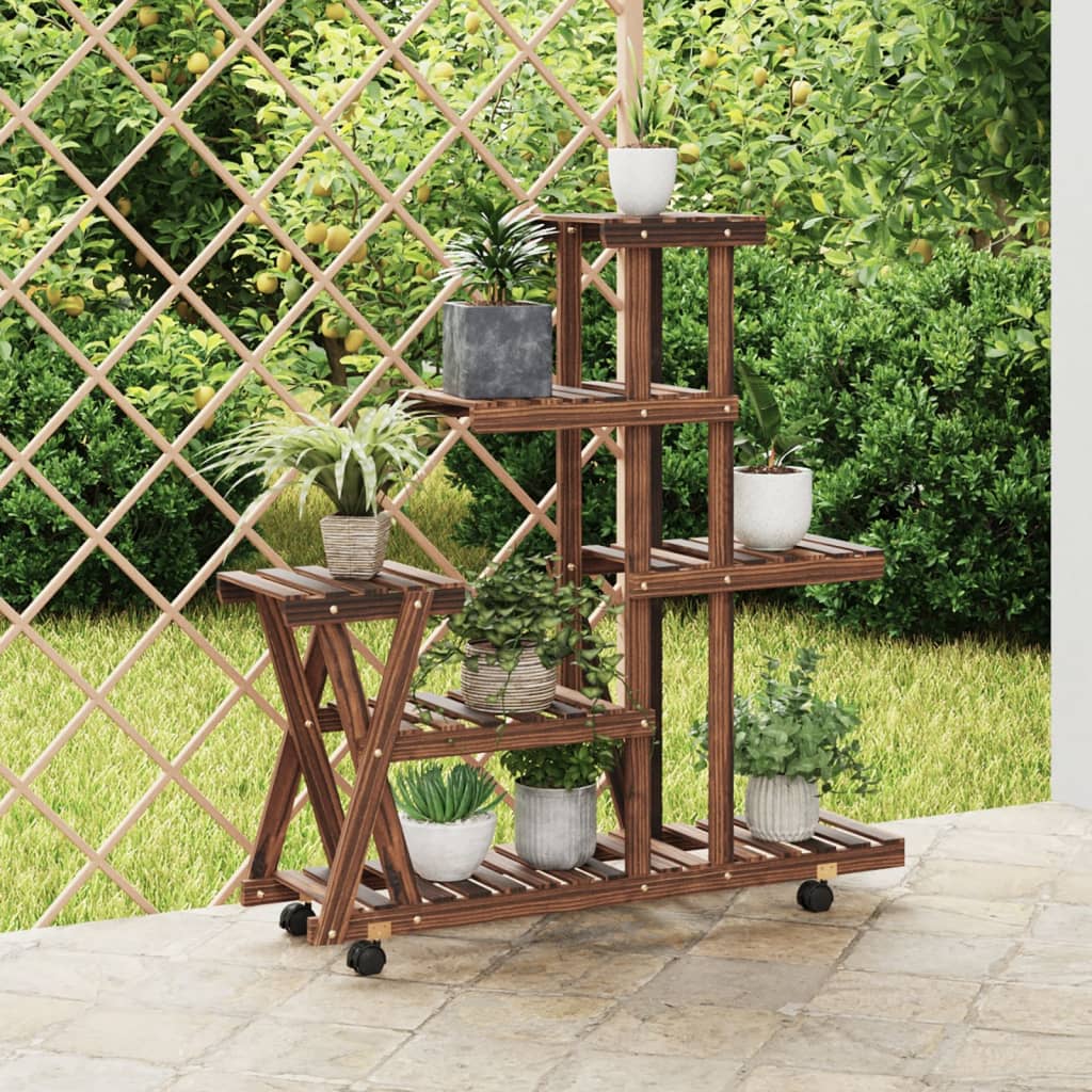 Portafiori con Ruote 95x25x101 cm in Legno Massello di Abete - homemem39