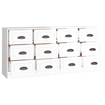 Credenze 2 pz Bianco Lucido in Legno Multistrato - homemem39