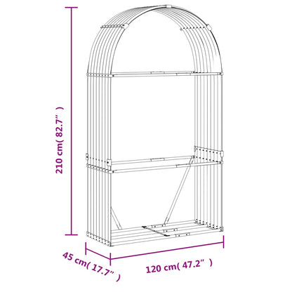 Portaceppi Antracite 120x45x210 cm in Acciaio Zincato - homemem39