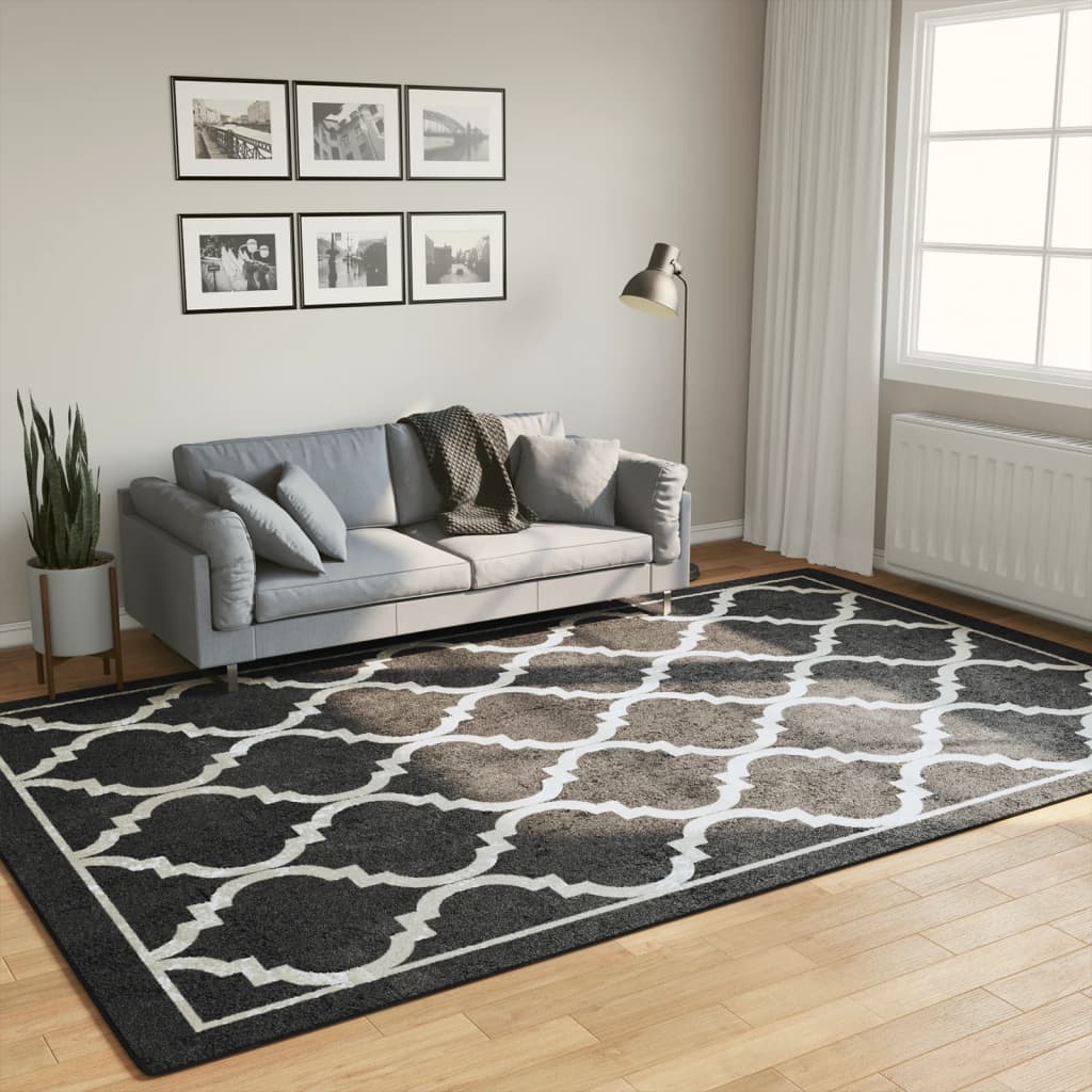Tappeto Lavabile Nero e Bianco 190x300 cm Antiscivolo - homemem39
