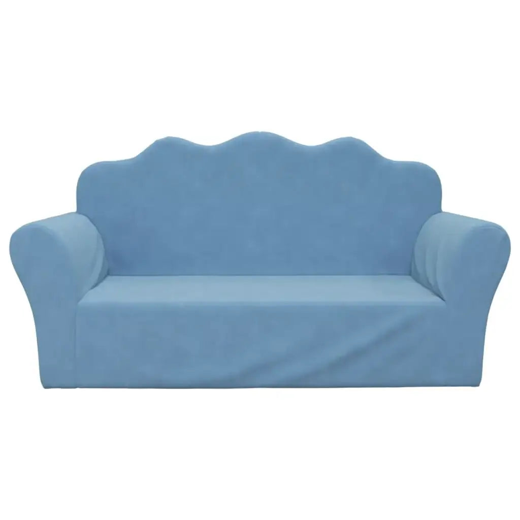 Divano per Bambini a 2 Posti Blu in Morbido Peluche - homemem39