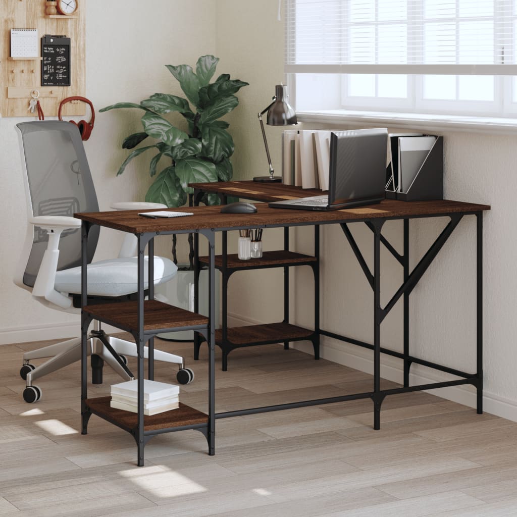 Scrivania Rovere Marrone 139x139x75 cm in Legno Multistrato - homemem39